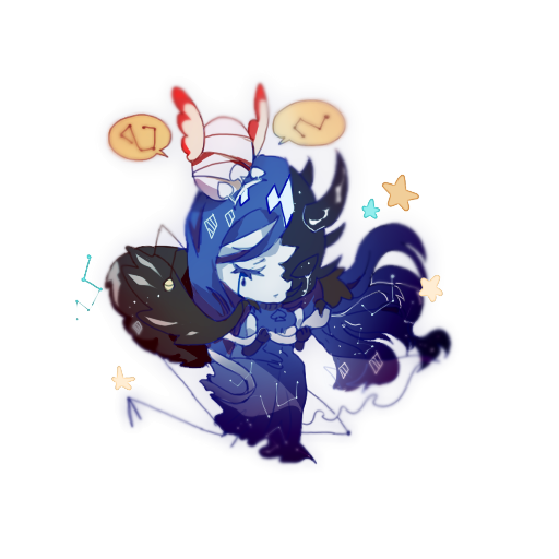 1girl, black_gloves, blank_speech_bubble, blue_dress, blue_hair, chibi, closed_eyes, closed_mouth