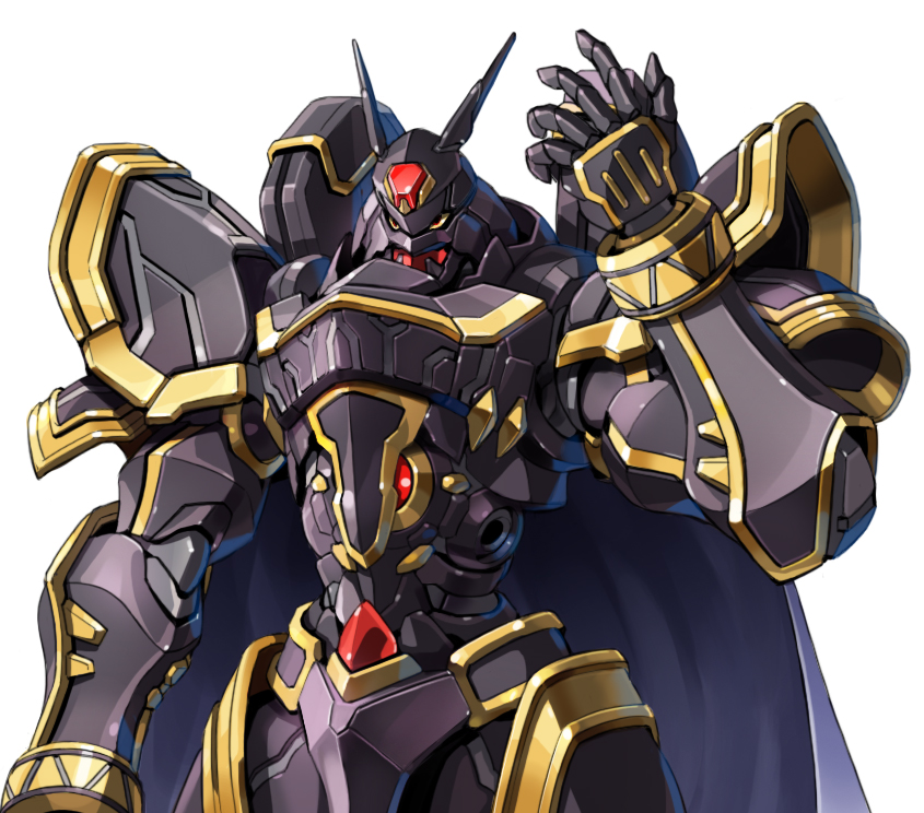 alphamon, armor, black_armor, digimon, digimon_(creature), digital_hazard, gem, gold_trim