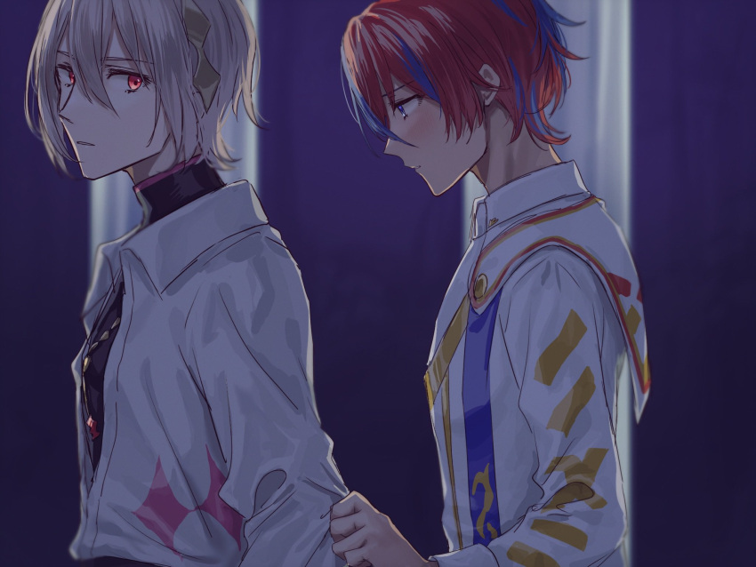 2boys, alear_(fire_emblem), alear_(male)_(fire_emblem), blue_eyes, blue_hair, blush, fire_emblem, fire_emblem_engage