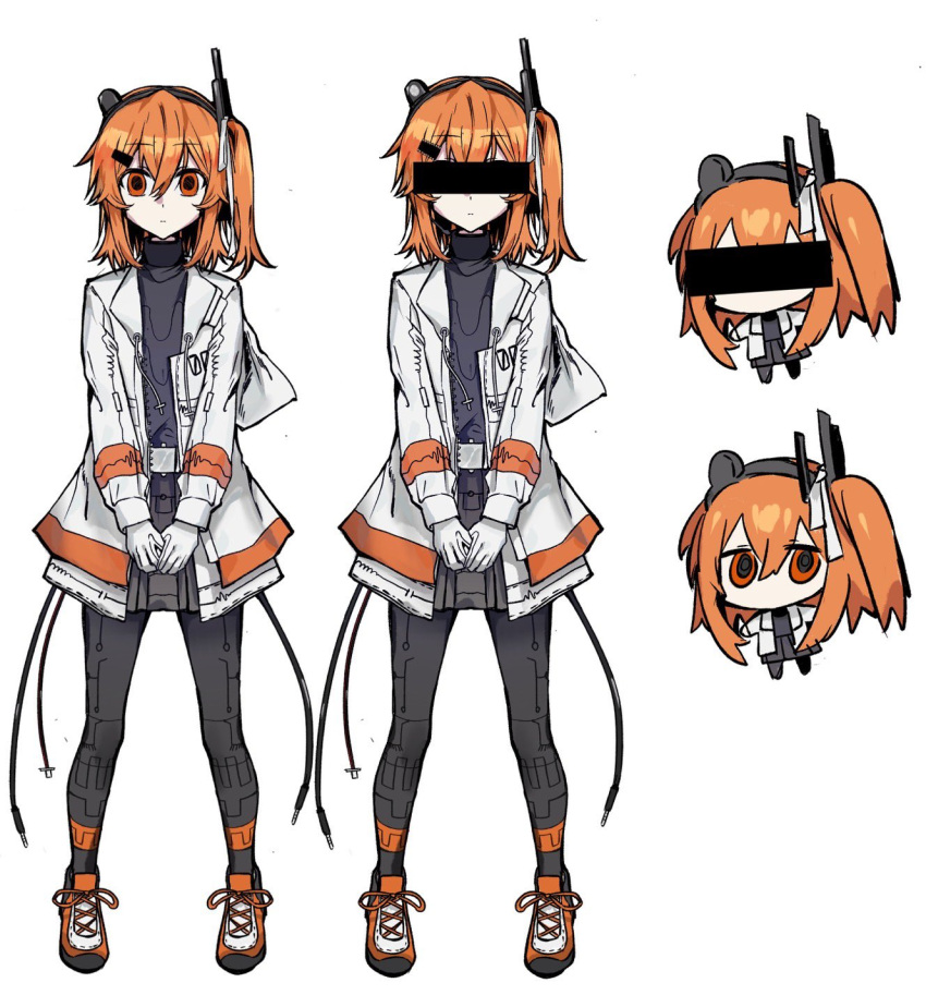 1girl, a.i._voice, adachi_rei, audio_jack, bar_censor, belt, cable, cardiogram_print