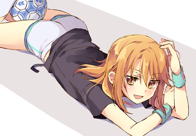 1girl, ass, ball, blush, hair_between_eyes, idolmaster, idolmaster_cinderella_girls, long_hair