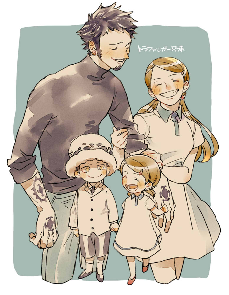 ^_^, black_hair, brother_and_sister, child, chizuko_(chiduk0), closed_eyes, dress, facial_hair