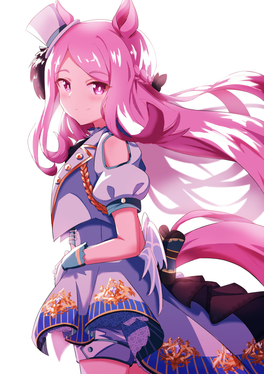 1girl, absurdres, animal_ears, blush, closed_mouth, cowboy_shot, dress, gloves