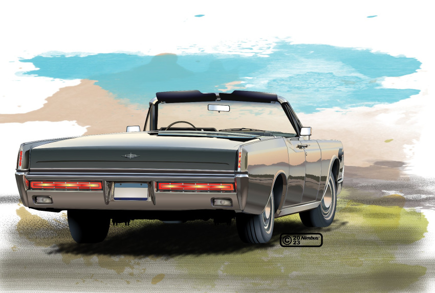 blue_sky, car, convertible, ford, ground_vehicle, highres, license_plate, lincoln_(company)