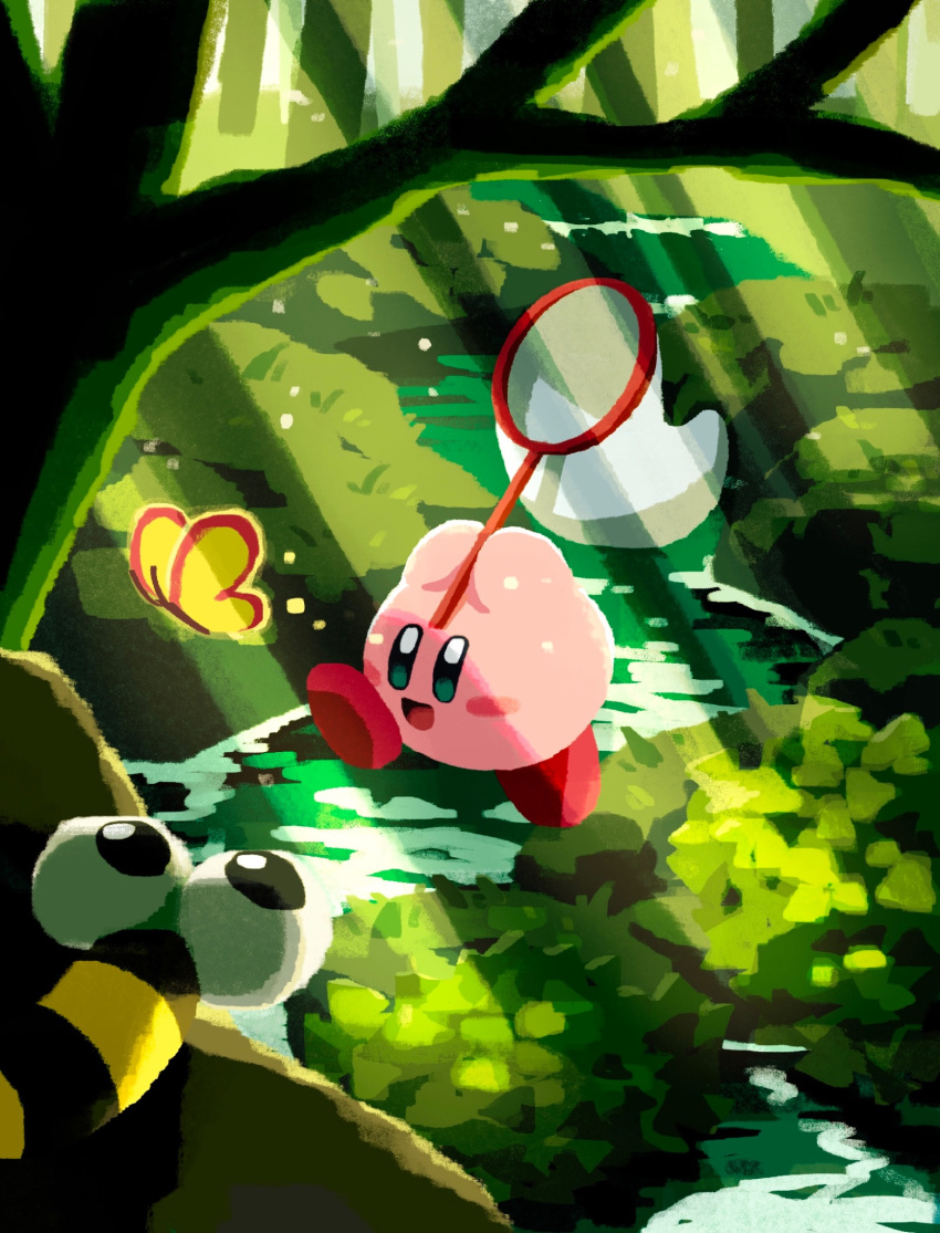 aruco_co, blush_stickers, bug, butterfly, butterfly_net, butterfly_wings, capiller_(kirby), colored_skin