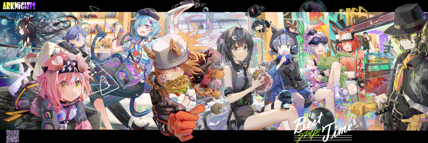 absurdres, amiya_(arknights), andreana_(arknights), andreana_(silent_arrow)_(arknights), animal_ears, aquarium, arknights, beret