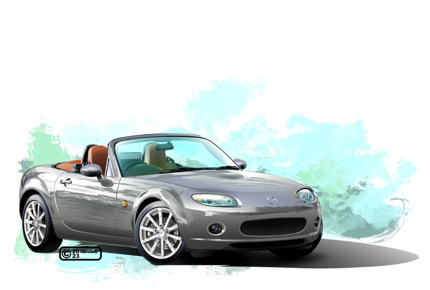 artist_name, car, convertible, copyright, eunos_roadster, ground_vehicle, highres, mazda