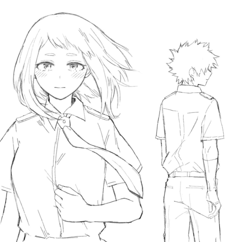 1girl, artist_request, boku_no_hero_academia, brown_eyes, brown_hair, couple, dress, ethereal