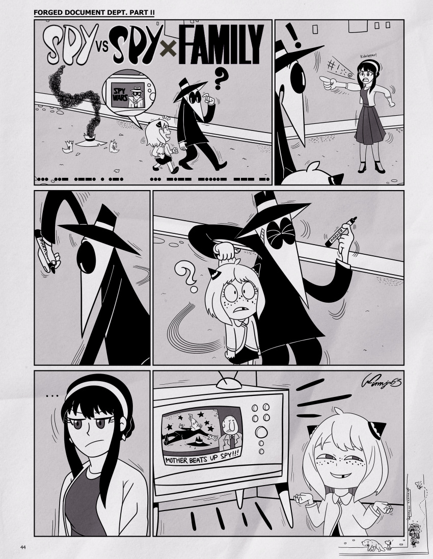 !, 1other, 2boys, 5girls, ?, absurdres, anya_(spy_x_family), black_spy