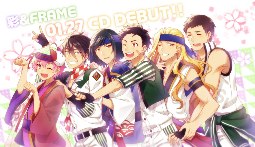 6+boys, ahoge, akuno_hideo, aqua_eyes, belt, fingerless_gloves, fingernails, frame_(idolmaster)