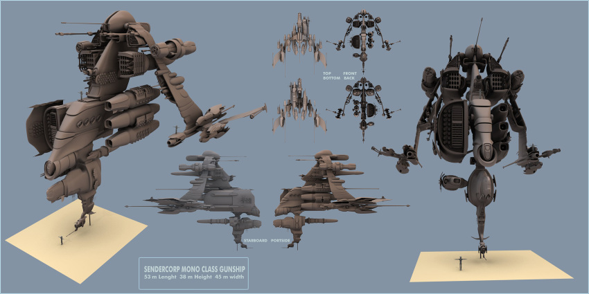 3d, 3others, ambiguous_gender, commentary, concept_art, corvette_(eve_online), eve_online, from_above, from_behind, from_below, from_side, gunship, highres, military, military_vehicle, missile_pod, multiple_others, multiple_views, original, pinarci, radio_antenna, science_fiction, size_comparison, spacecraft, t-pose, thrusters, vehicle_focus
