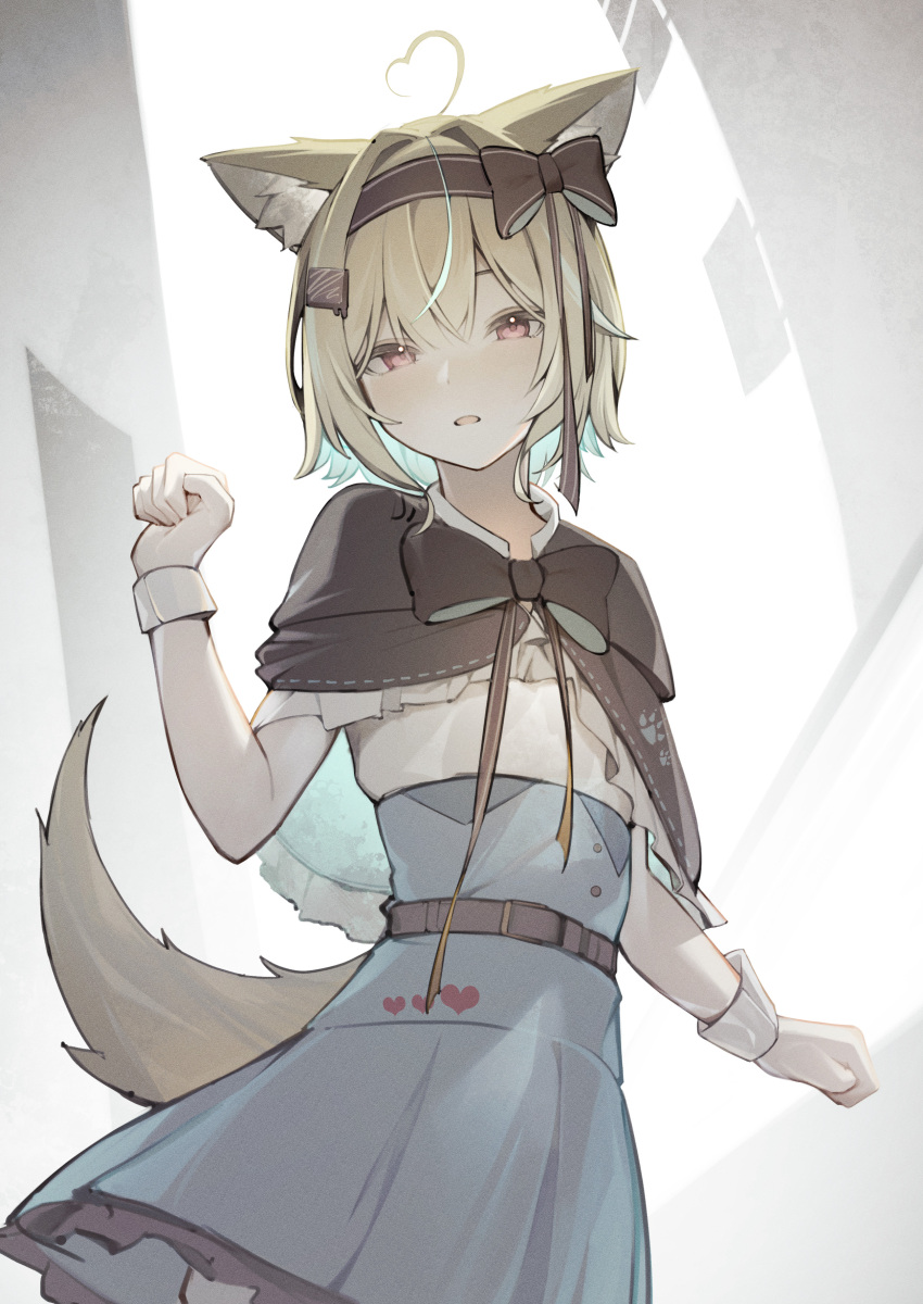 1girl, absurdres, ahoge, akuto_(akuto_desu), amakami_konomi, animal_ear_fluff, animal_ears, black_capelet