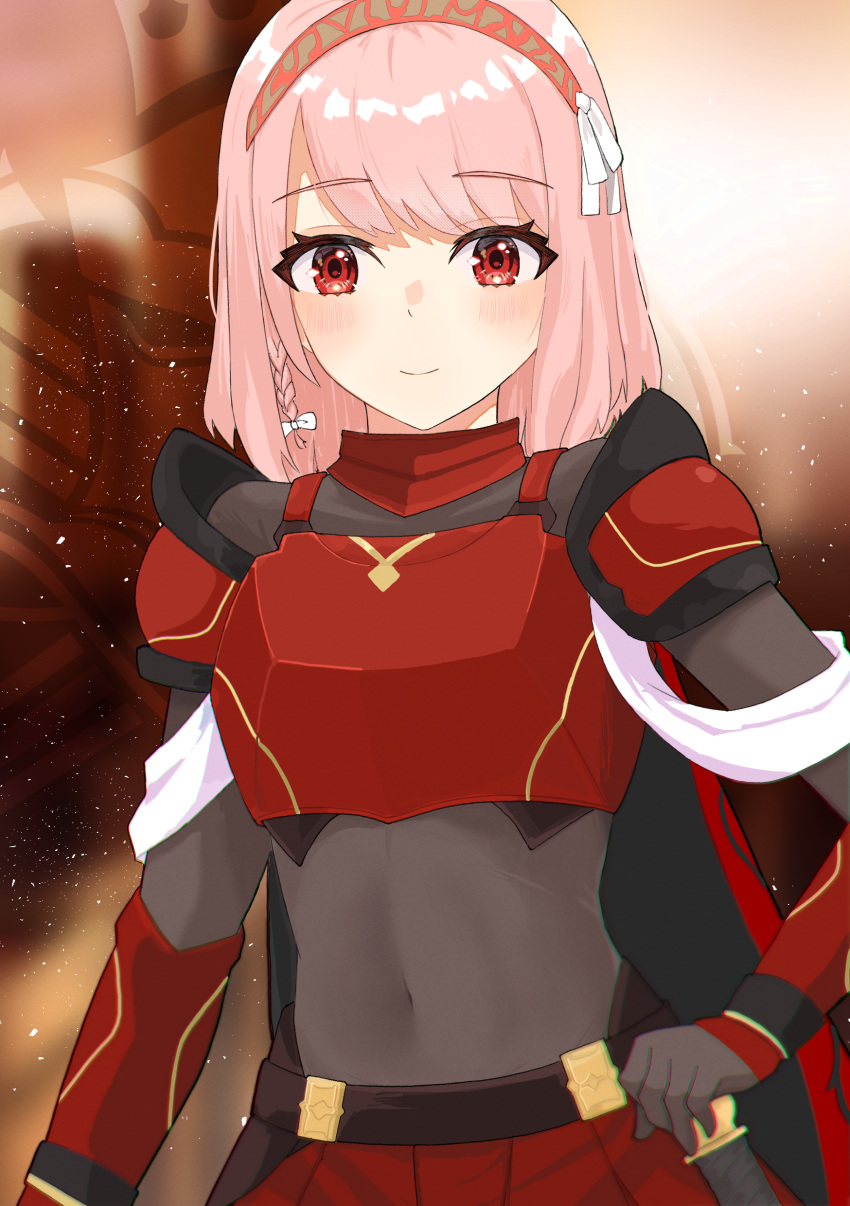 1girl, absurdres, arm_guards, armor, bodysuit, braid, breastplate, chromatic_aberration