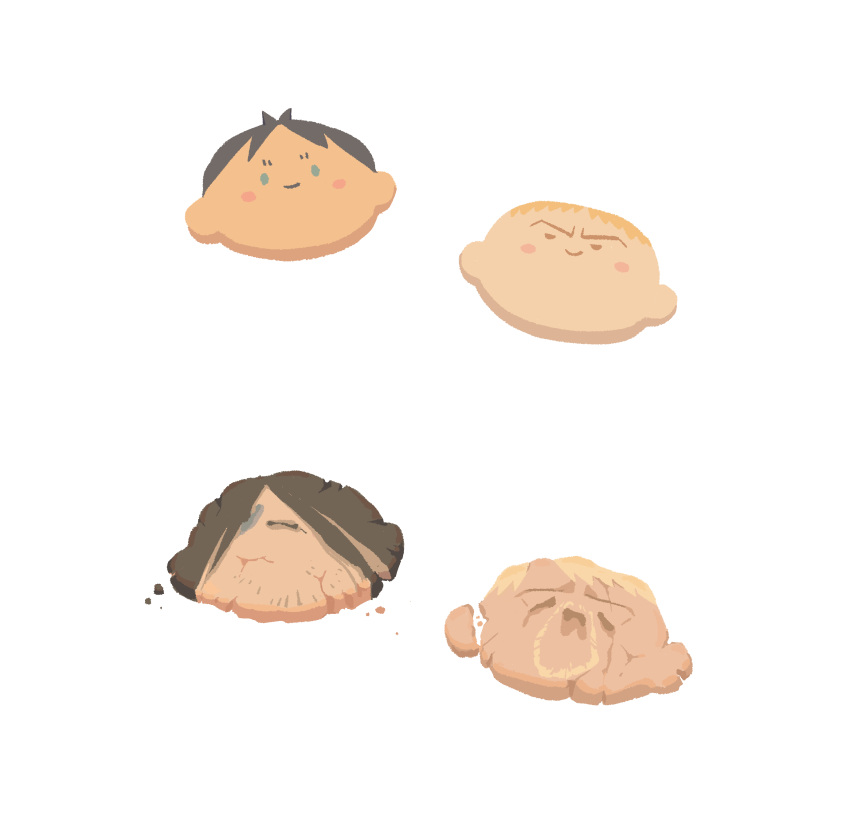 ._., absurdres, before_and_after, blush_stickers, cookie, crying, eren_yeager, facial_hair