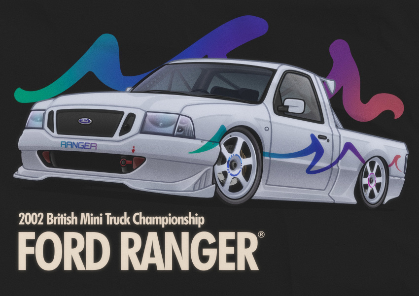 2002, absurdres, arhentol, arrow_(symbol), black_background, ford, ford_ranger, ground_vehicle