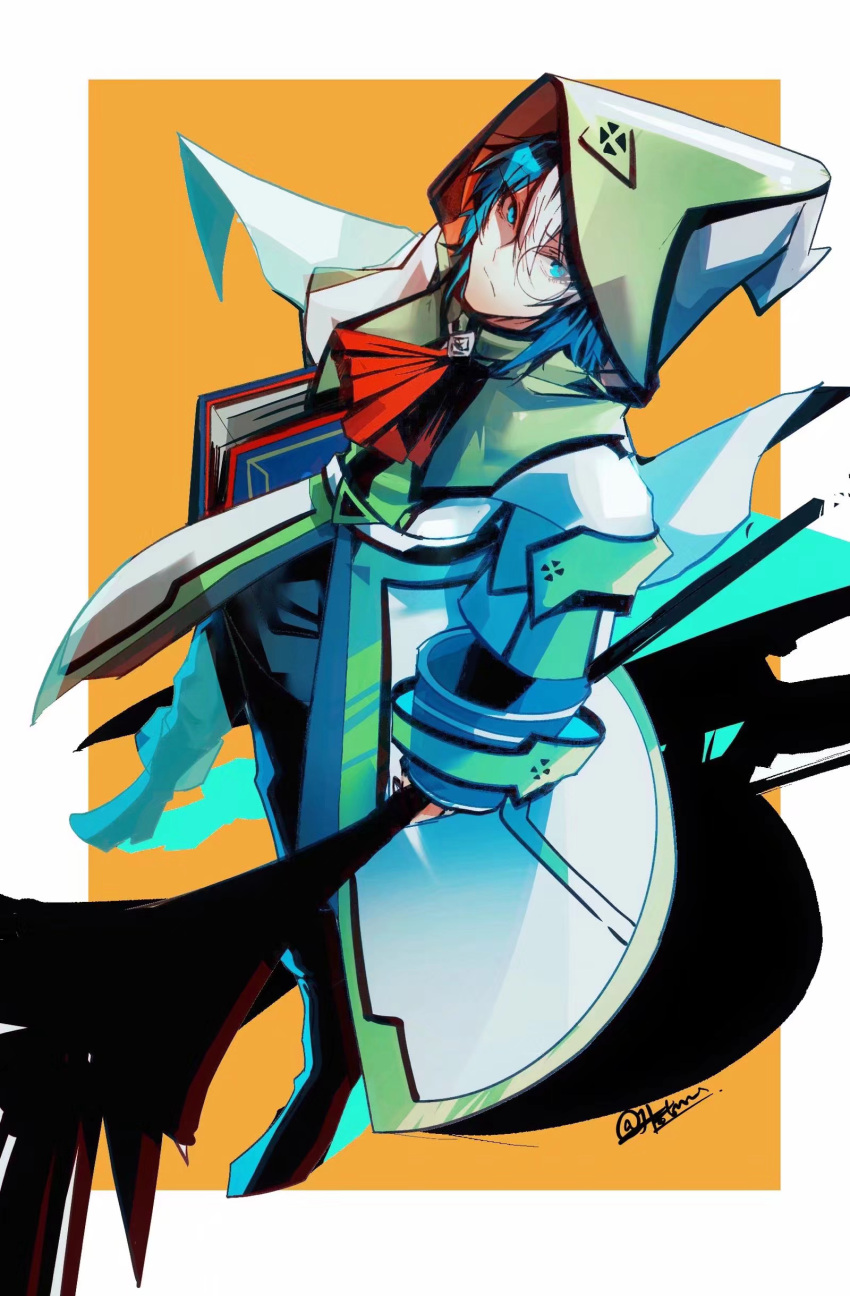 1boy, absurdres, aleister_(yu-gi-oh!), aleister_the_invoker, ascot, book, daonov1, duel_monster