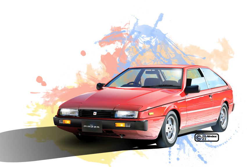 artist_name, car, copyright, dated, ground_vehicle, highres, isuzu_motors, isuzu_piazza