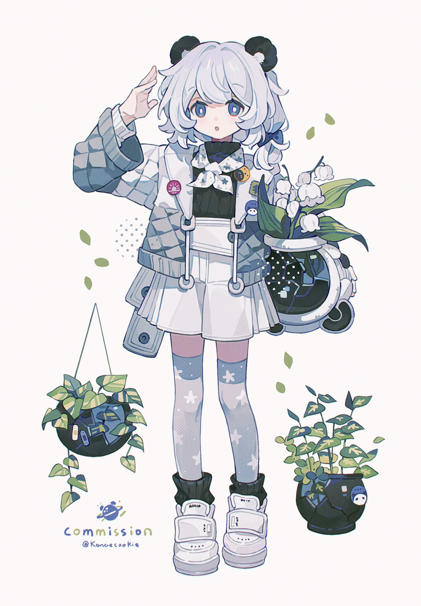 1girl, animal_ears, bear_ears, bear_girl, blue_eyes, blue_thighhighs, full_body, highres