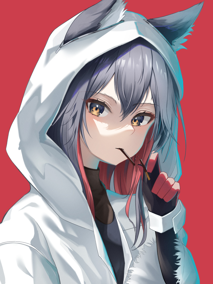 1girl, absurdres, animal_ear_fluff, animal_ears, arknights, black_gloves, black_hair, blush