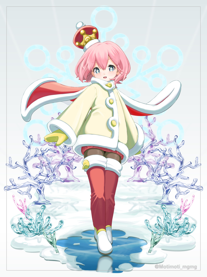 +_+, 1boy, :d, absurdres, artist_name, boots, cape, coat