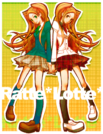 2girls, black_shirt, black_socks, blue_jacket, blue_socks, border, brown_eyes, brown_footwear