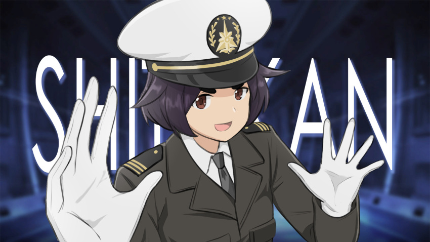 1girl, azur_lane, black_hair, black_jacket, black_necktie, brown_eyes, collared_shirt, commander_(azur_lane)