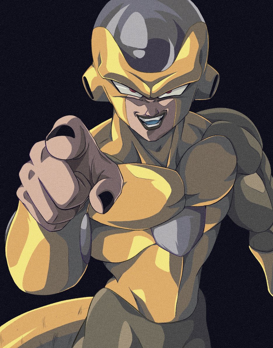 1boy, :d, biceps, black_background, black_nails, blue_tongue, bure_(fantasticyouth7), colored_skin