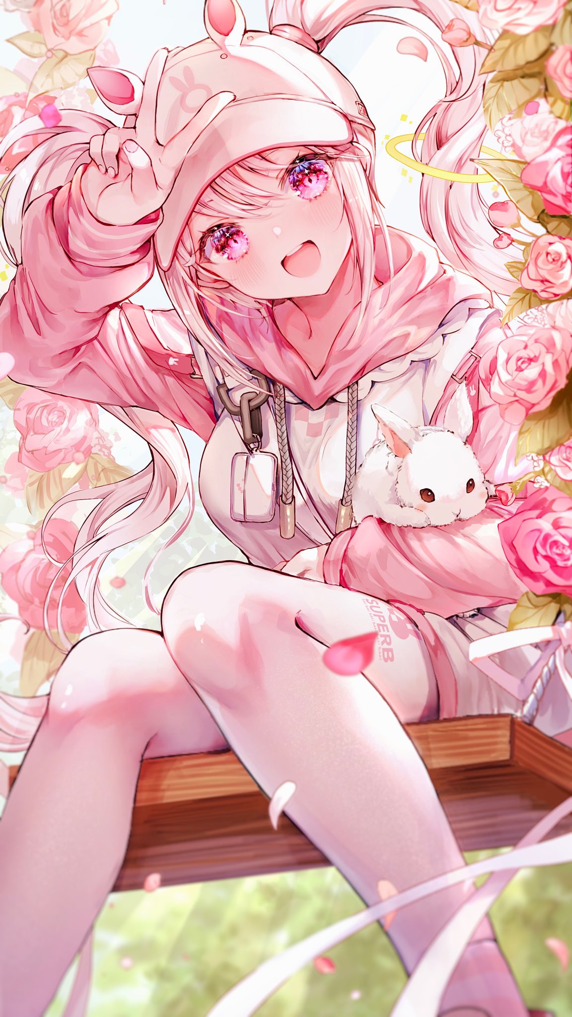 1girl, alice_(nikke), alice_(sweet_home)_(nikke), animal_ears, animal_print, baseball_cap, breasts, fake_animal_ears