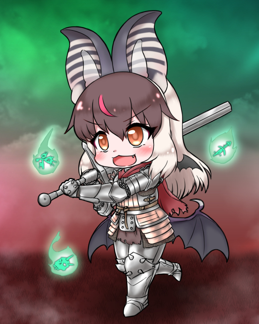 1girl, animal_ears, armor, bat_ears, bat_girl, bat_wings, brown_eyes, brown_hair