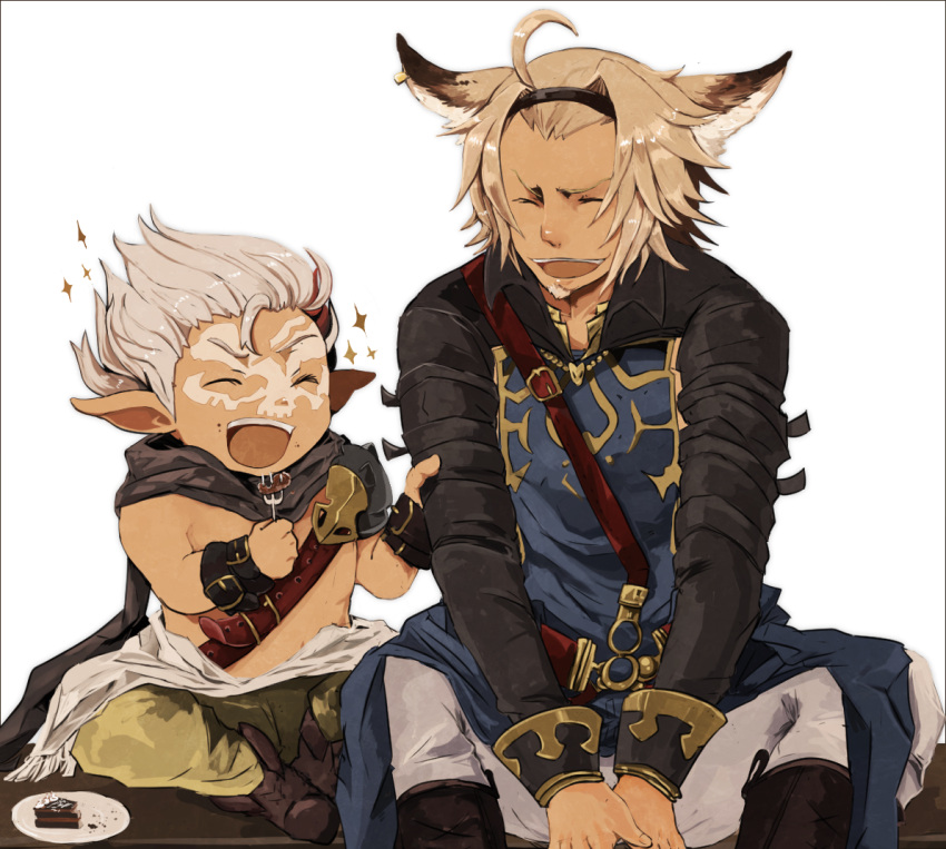 2boys, ahoge, animal_ears, belt, black_belt, black_cape, brown_footwear, brown_hair