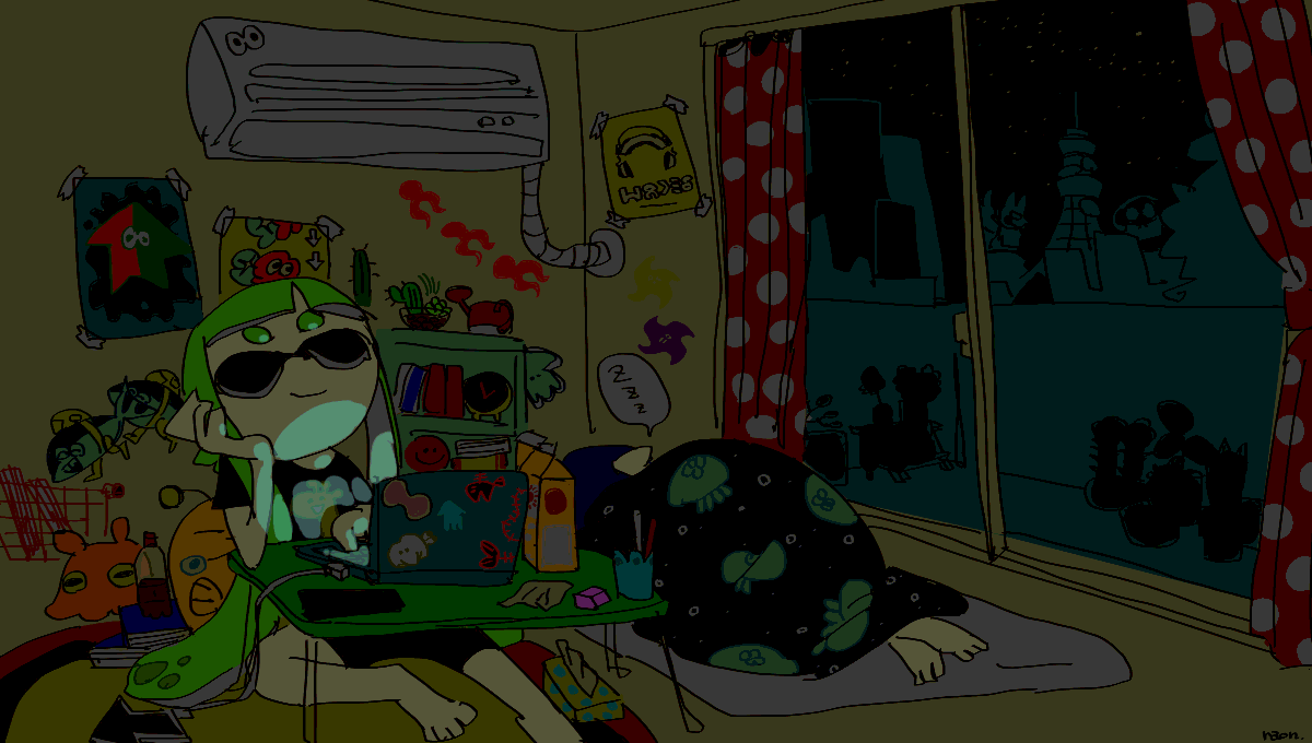 1girl, alarm_clock, barefoot, black_shirt, black_shorts, cactus, clock, closed_eyes