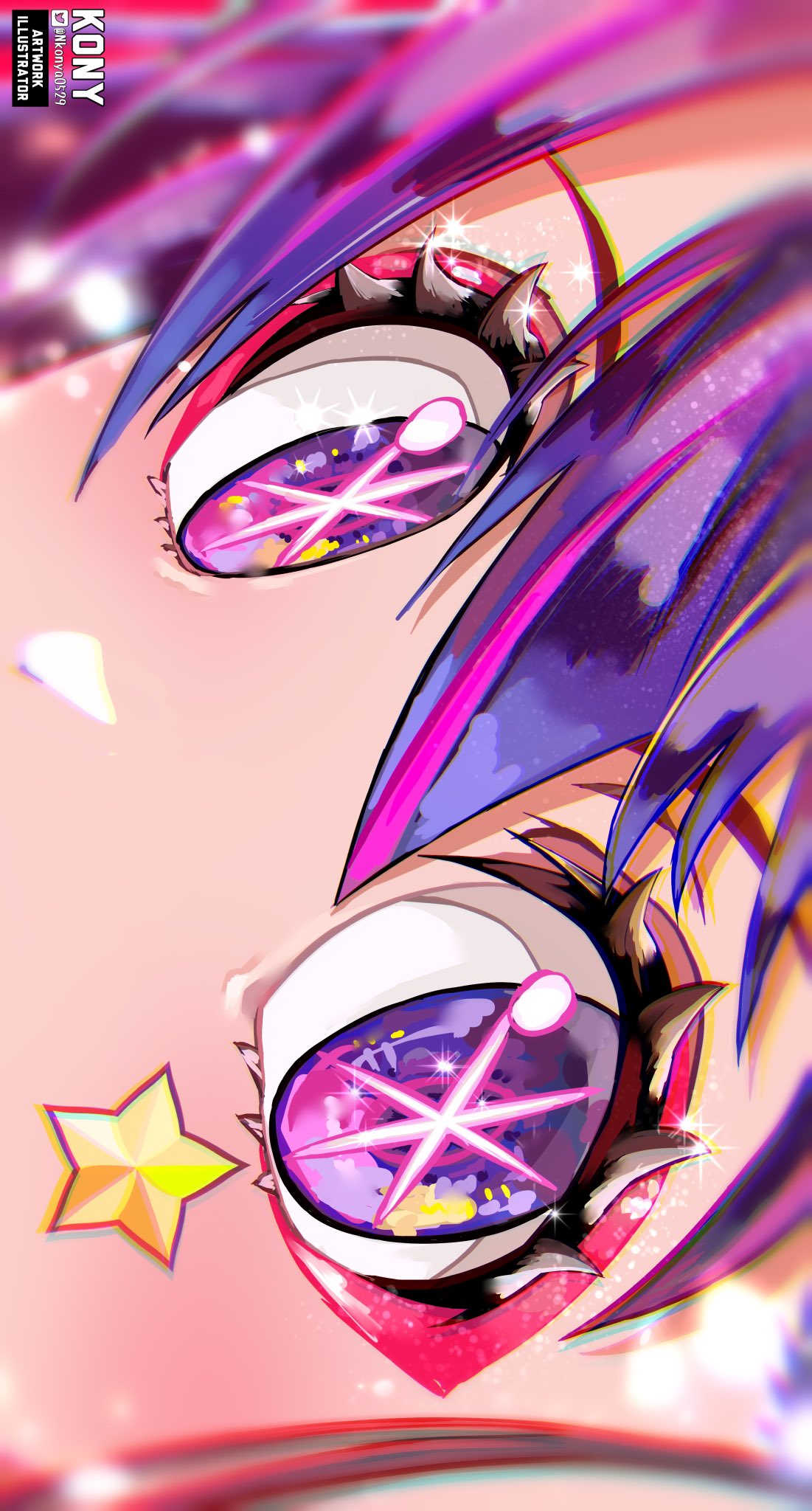 1girl, artist_name, close-up, commentary, eye_focus, highres, hoshino_ai_(oshi_no_ko), nkonya