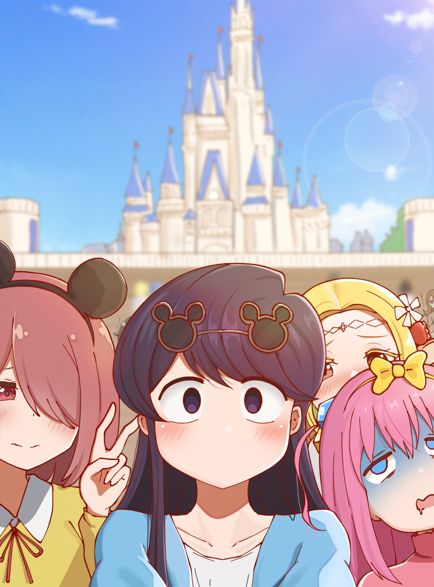 6+girls, absurdres, animal_ears, black_eyes, black_hair, blonde_hair, blue_eyes, blurry