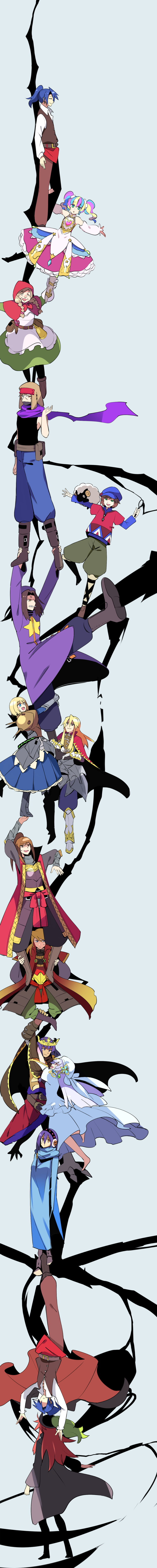 6+boys, 6+girls, :d, absurdres, anger_vein, armor, beret, blue_eyes