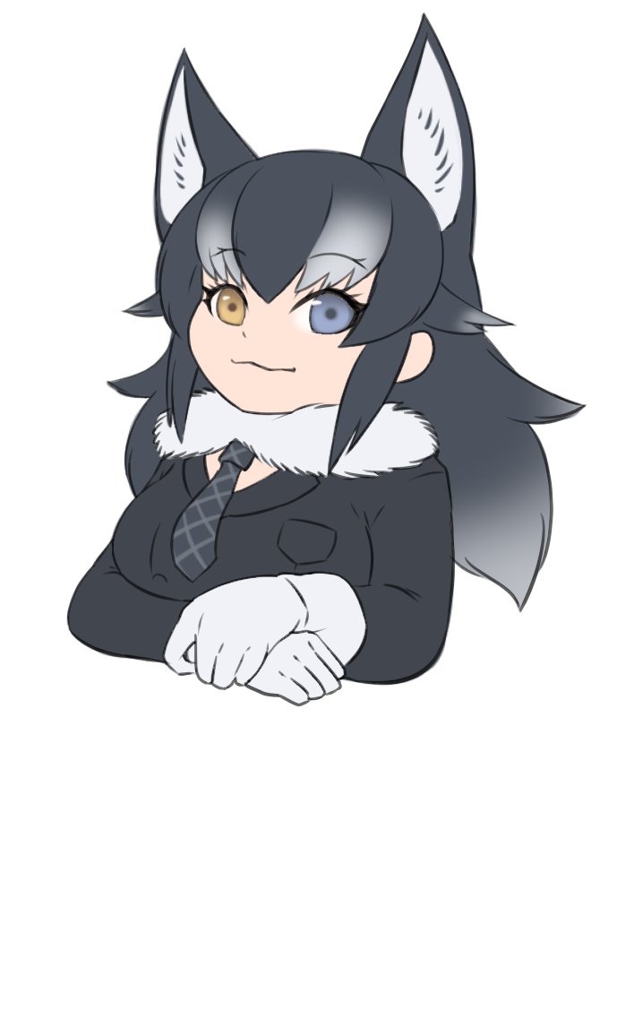 1girl, animal_ears, black_hair, blue_eyes, bokoboko_(pandagapanda1), doge, fur_collar, gloves