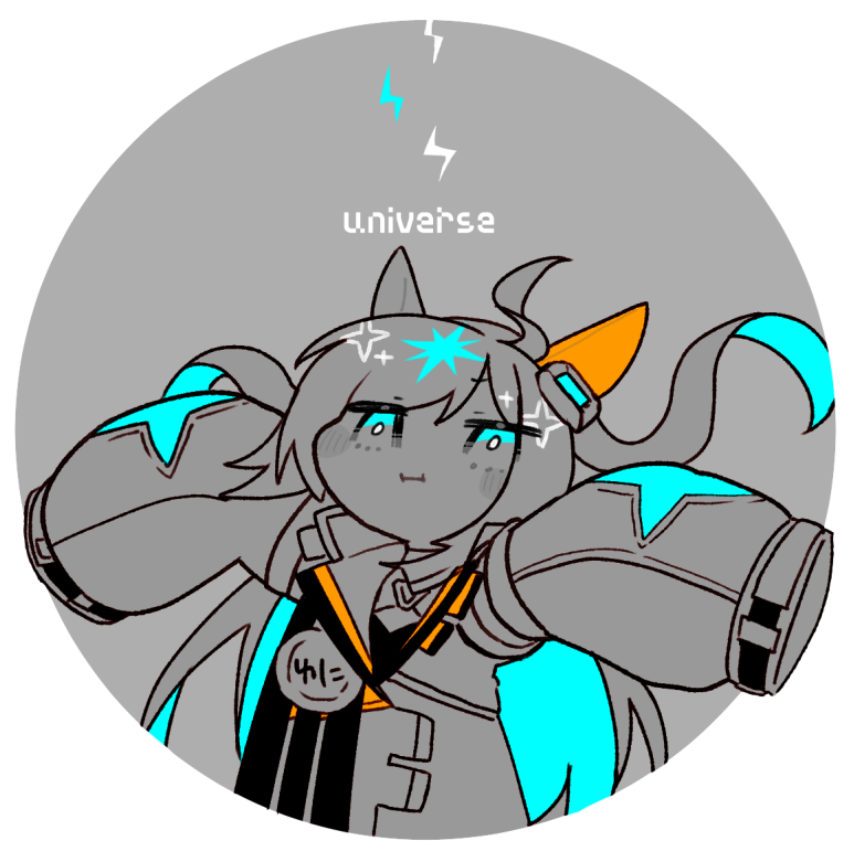 1girl, ahoge, animal_ears, arms_up, badge, blue_eyes, blue_hair, blue_jacket