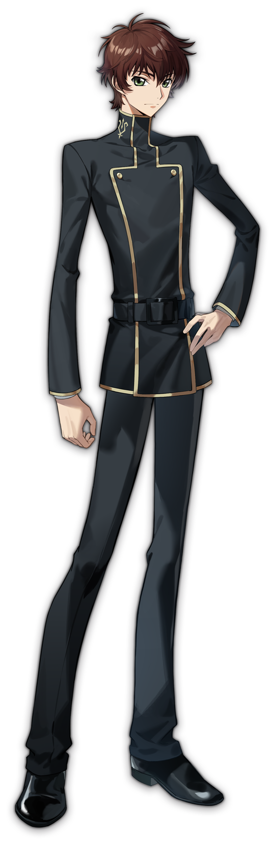 1boy, artist_request, ashford_academy_school_uniform, belt, black_belt, black_footwear, black_pants, brown_hair
