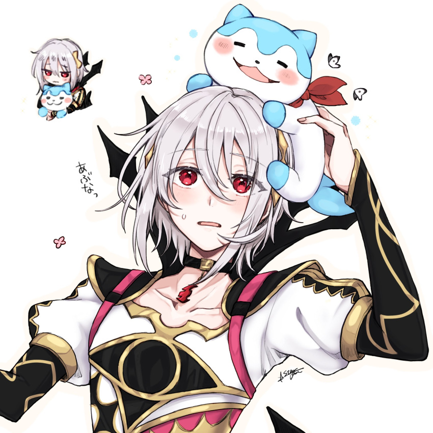 1boy, black_choker, blush, chibi, choker, fire_emblem, fire_emblem_engage, gold_trim