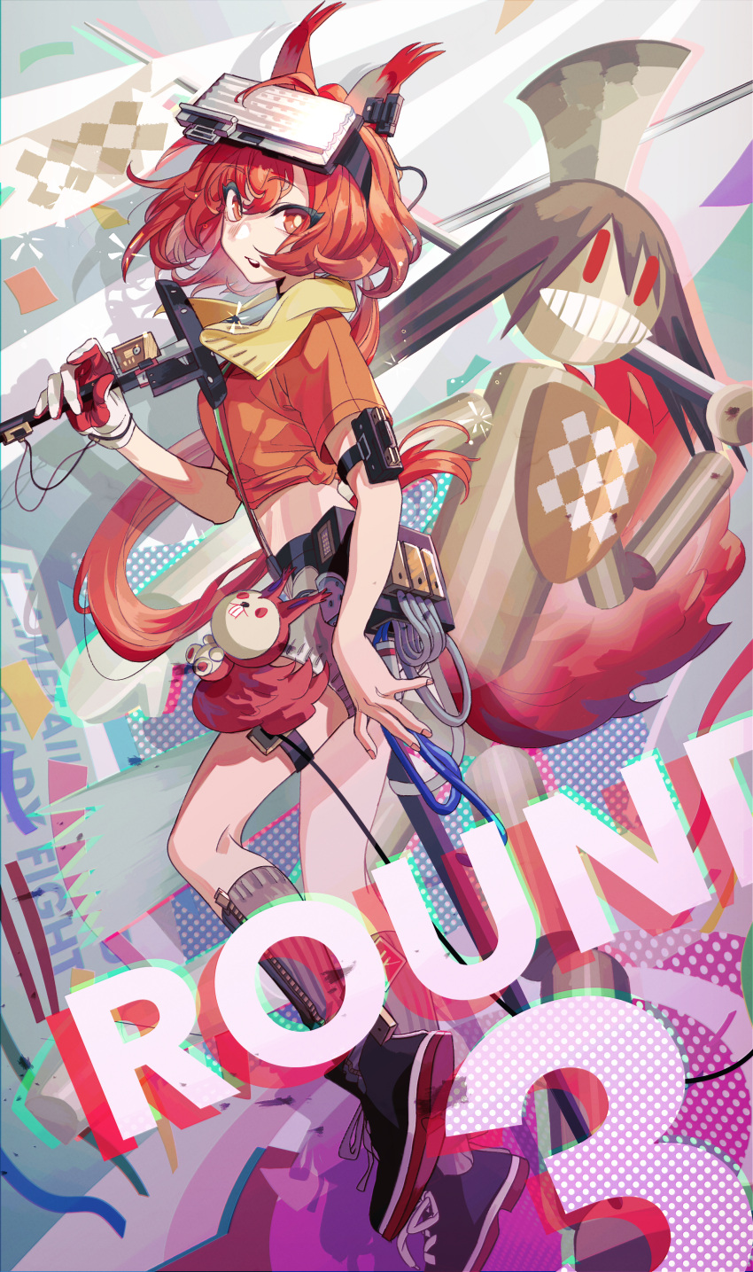 1girl, absurdres, animal_ears, arknights, flametail_(arknights), flametail_(sport_for_all)_(arknights), head-mounted_display, highres