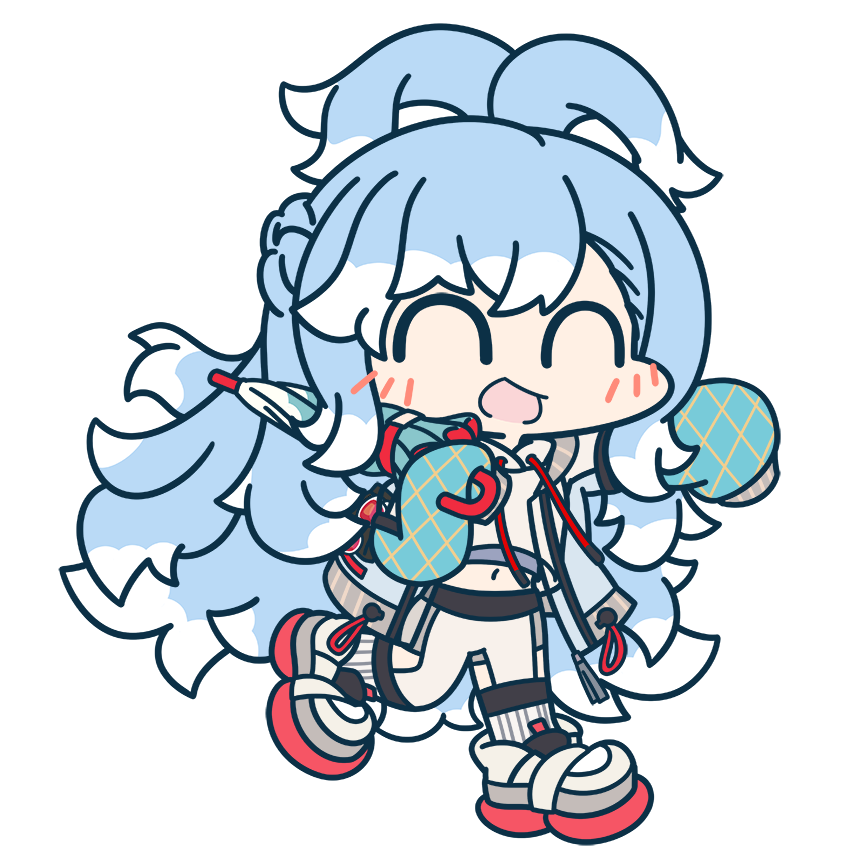 1girl, :d, ^_^, aka_shiba, antenna_hair, blue_hair, chibi, closed_eyes