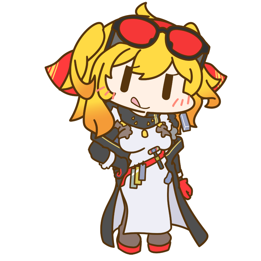 1girl, :q, aka_shiba, asymmetrical_gloves, belt, black_coat, black_gloves, blonde_hair