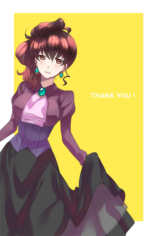 brown_hair, dress, earrings, jewelry, rom_sen, umineko_no_naku_koro_ni, ushiromiya_natsuhi