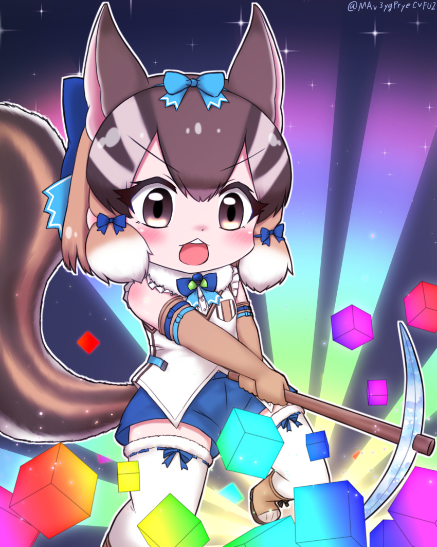 animal_ears, boots, brown_eyes, brown_hair, chipmunk_ears, chipmunk_girl, chipmunk_tail, elbow_gloves