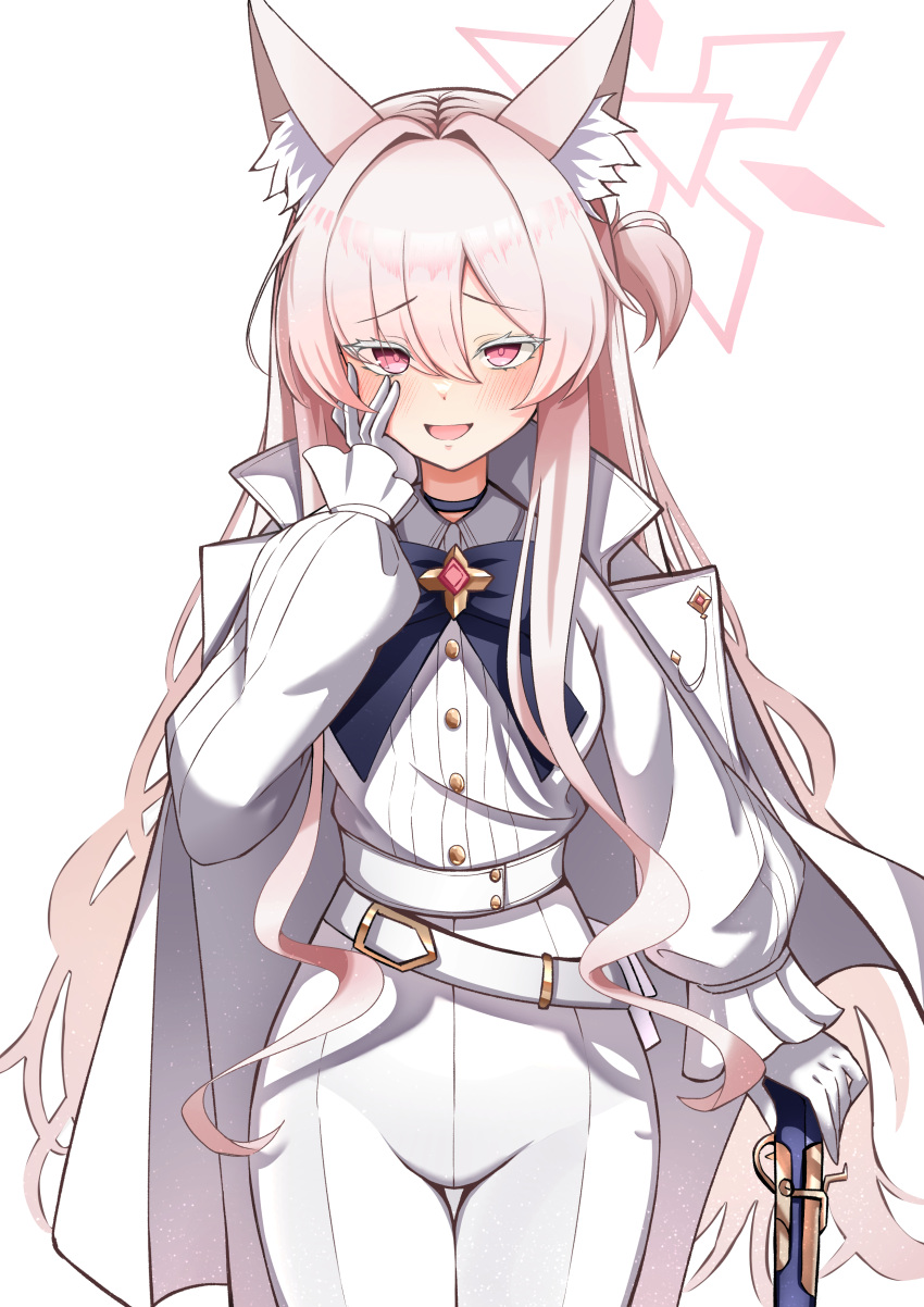 1girl, absurdres, akira_(blue_archive), animal_ear_fluff, animal_ears, belt, black_bow, black_bowtie