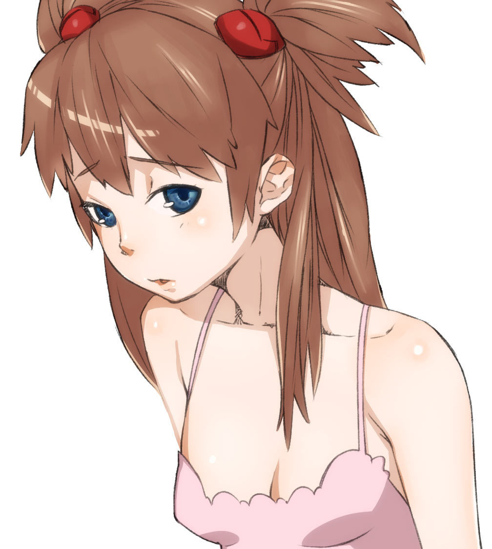 breasts, brown_hair, camisole, cleavage, harmaline, long_hair, neon_genesis_evangelion, shikinami_asuka_langley