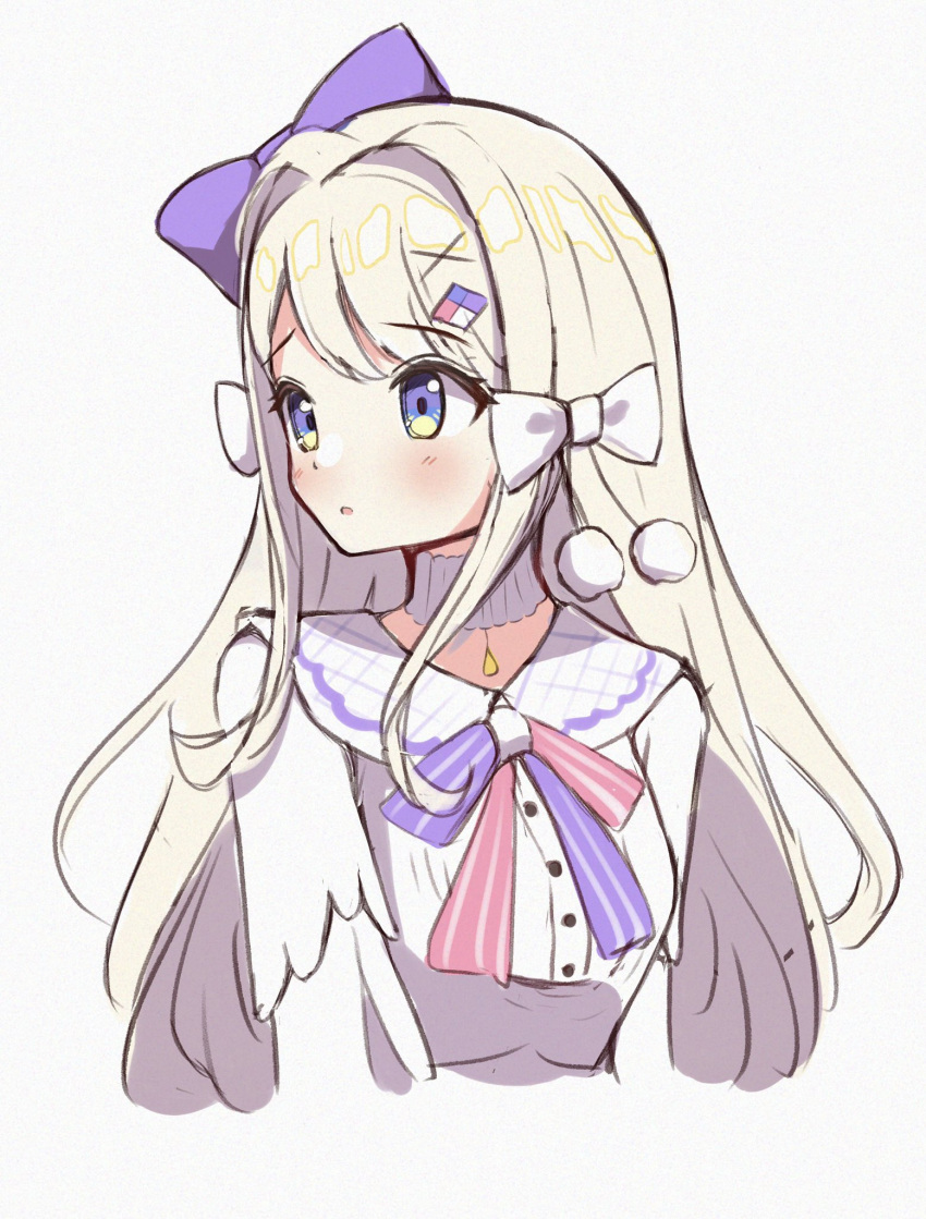 1girl, :o, blush, bow, choker, cropped_torso, diamond_(shape), diamond_hair_ornament