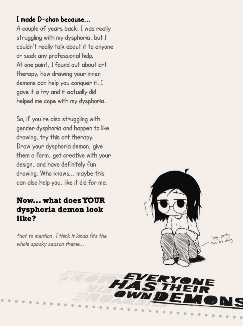 1girl, ahoge, artist_self-insert, chibi, drawniio, english_text, gender_dysphoria, glasses