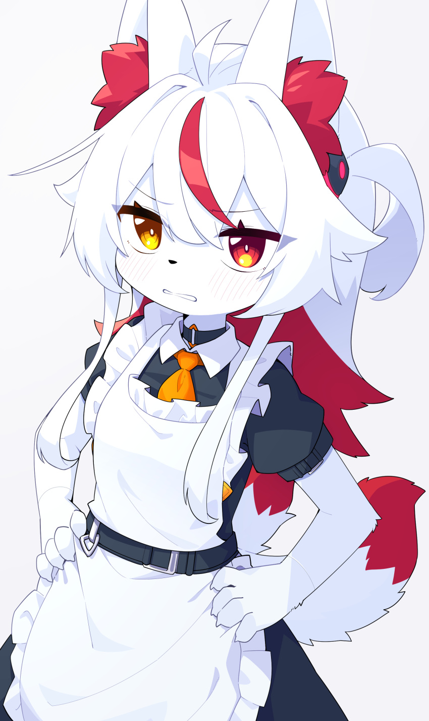 1girl, absurdres, animal_ears, brown_eyes, devil-vox, furry, furry_female, hands_on_own_hips