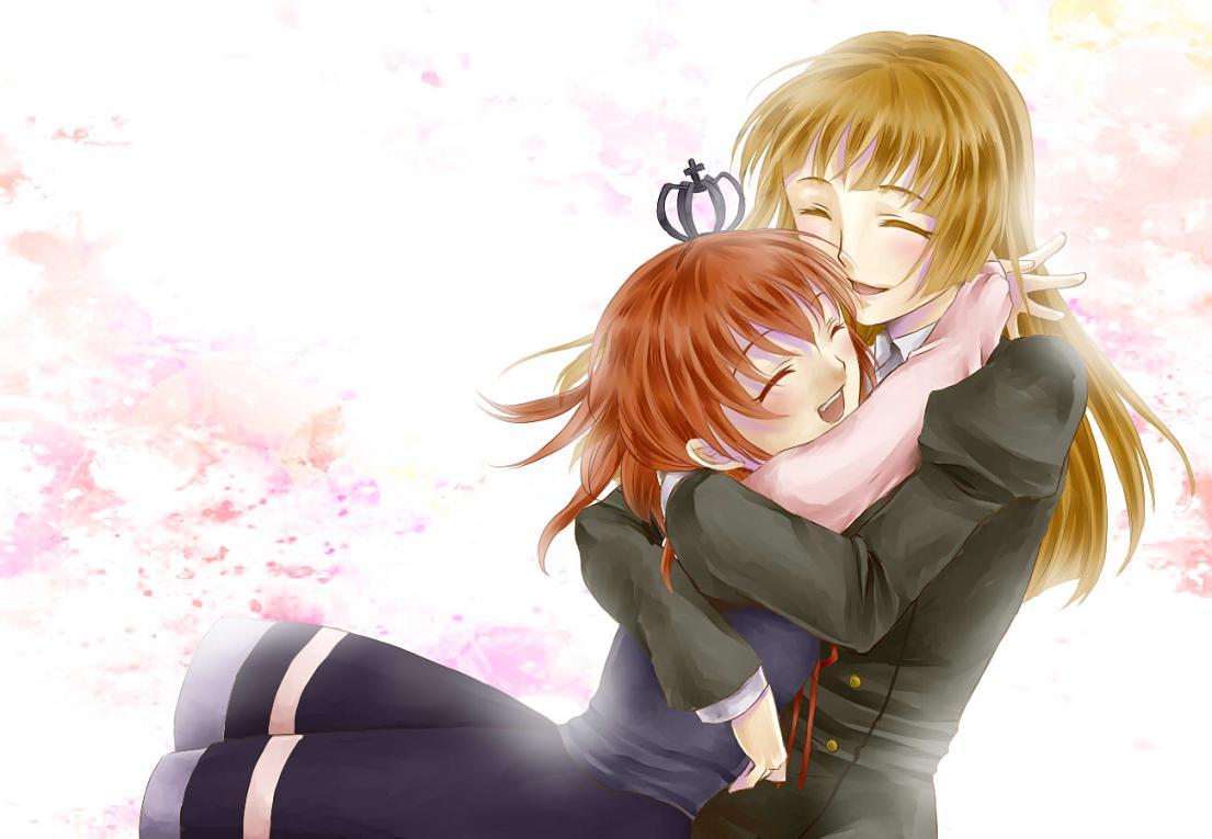 crown, hug, long_hair, smiles, umineko_no_naku_koro_ni, ushiromiya_maria, ushiromiya_rosa