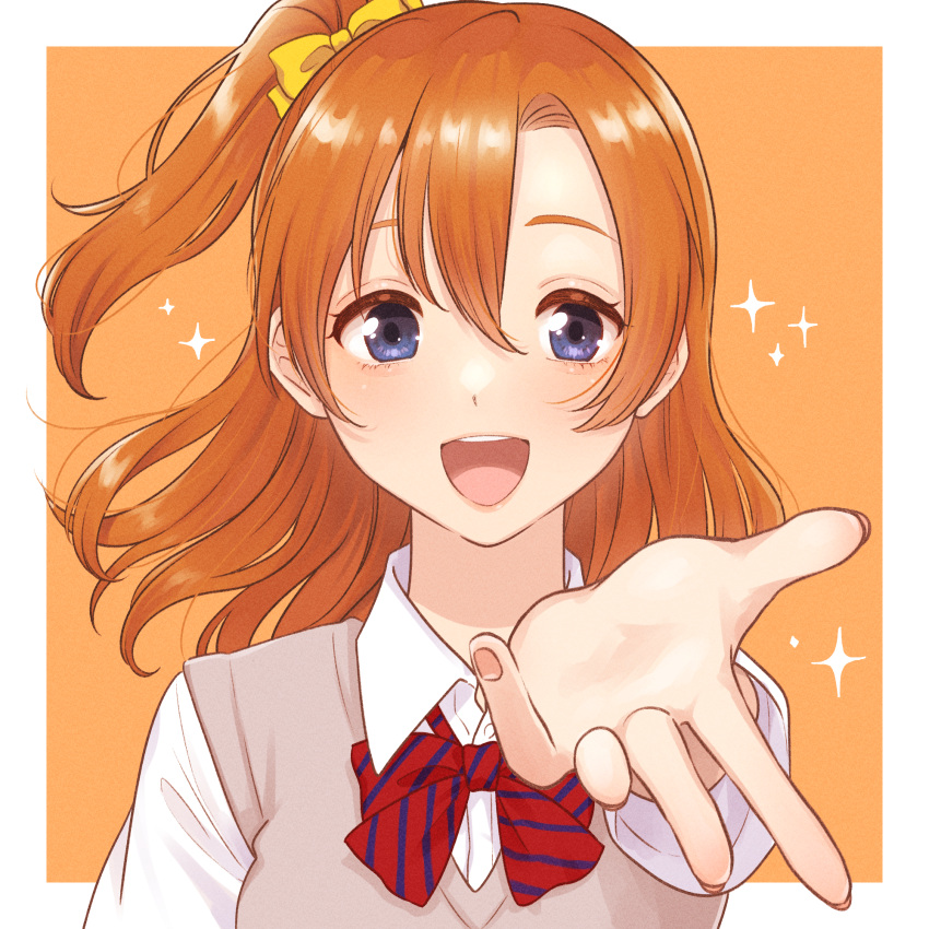 1girl, blue_eyes, commentary_request, facing_viewer, hair_ribbon, highres, kousaka_honoka, love_live!